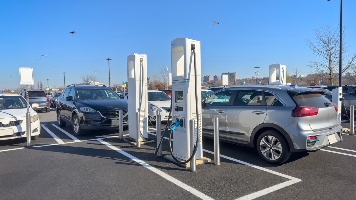 Electric vehicle, or EV, charging stations.